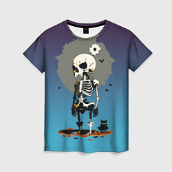 Футболка женская Funny skeleton - neural network - halloween, цвет: 3D-принт