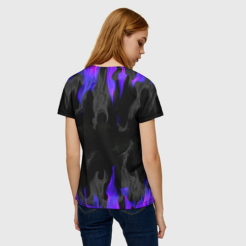 Женская футболка Неоновый огонь и дым / 3D-принт – фото 4