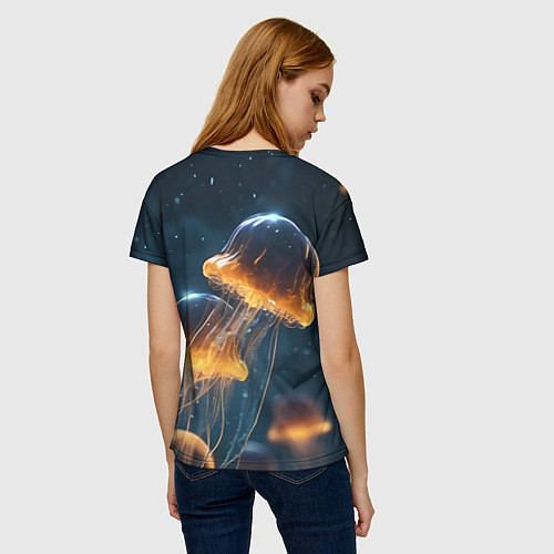 Женская футболка Люминисцентные медузы / 3D-принт – фото 4
