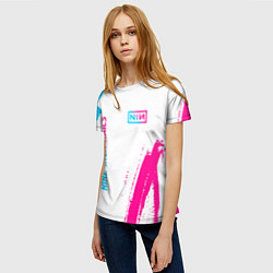 Футболка женская Nine Inch Nails neon gradient style: надпись, симв, цвет: 3D-принт — фото 2