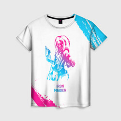 Женская футболка Iron Maiden neon gradient style