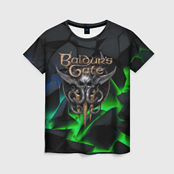 Женская футболка Baldurs Gate 3 black blue neon