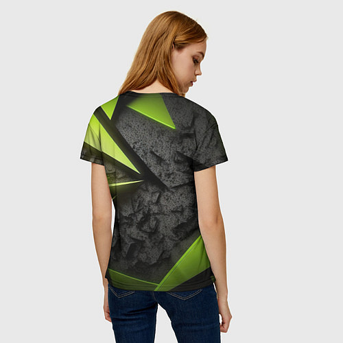 Женская футболка Baldurs Gate 3 logo green abstract / 3D-принт – фото 4