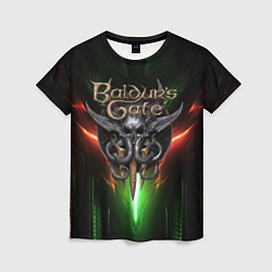 Футболка женская Baldurs Gate 3 logo green red light, цвет: 3D-принт