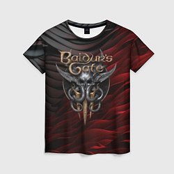 Женская футболка Baldurs Gate 3 logo dark red black