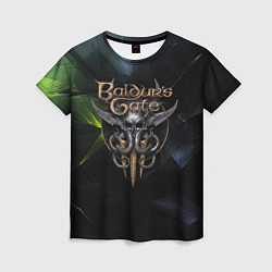 Женская футболка Baldurs Gate 3 logo dark green