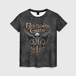 Женская футболка Baldurs Gate 3 logo dark black