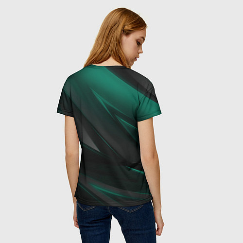 Женская футболка Baldurs Gate 3 logo green geometry / 3D-принт – фото 4