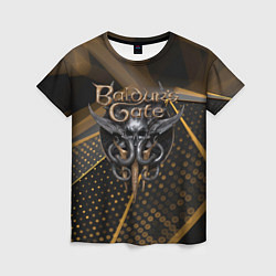Женская футболка Baldurs Gate 3 logo dark gold geometry