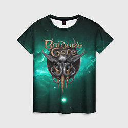 Женская футболка Baldurs Gate 3 logo green