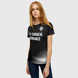 Футболка женская My Chemical Romance glitch на темном фоне: символ, цвет: 3D-принт — фото 2
