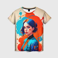 Женская футболка Девушка в брызгах краски