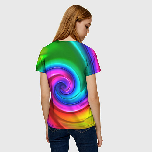 Женская футболка Даг радужный фон / 3D-принт – фото 4