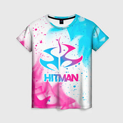 Женская футболка Hitman neon gradient style