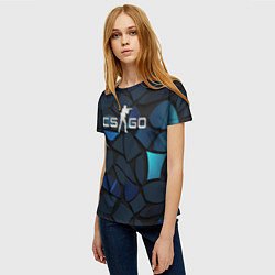 Футболка женская CS GO blue black elements, цвет: 3D-принт — фото 2