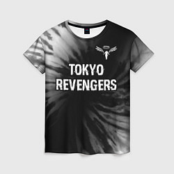 Женская футболка Tokyo Revengers glitch на темном фоне: символ свер