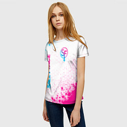 Футболка женская Sally Face neon gradient style: надпись, символ, цвет: 3D-принт — фото 2