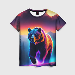 Женская футболка Люминесцентный медведь гризли