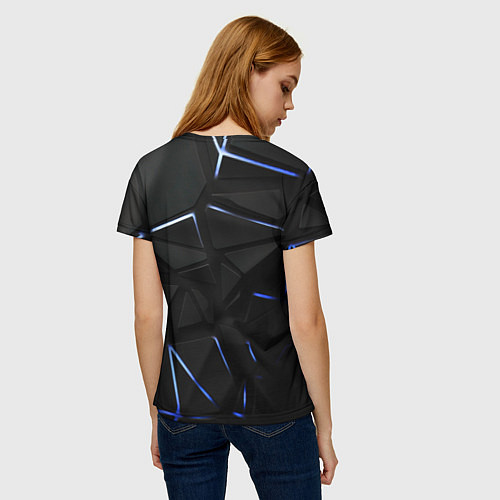 Женская футболка Black texture neon line / 3D-принт – фото 4