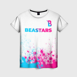 Женская футболка Beastars neon gradient style: символ сверху