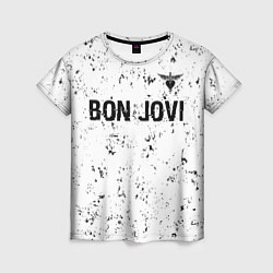Женская футболка Bon Jovi glitch на светлом фоне: символ сверху