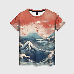 Женская футболка Японское море в ретро стиле