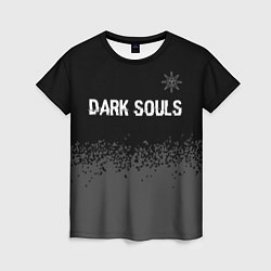 Футболка женская Dark Souls glitch на темном фоне: символ сверху, цвет: 3D-принт