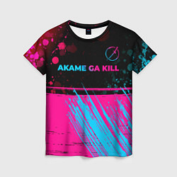 Женская футболка Akame ga Kill - neon gradient: символ сверху