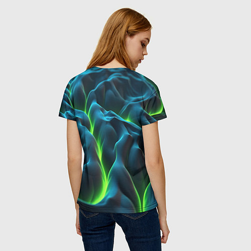 Женская футболка Зеленая кислотная текстура с плитами / 3D-принт – фото 4