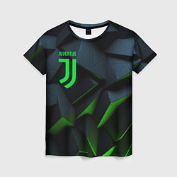 Женская футболка Juventus black green logo