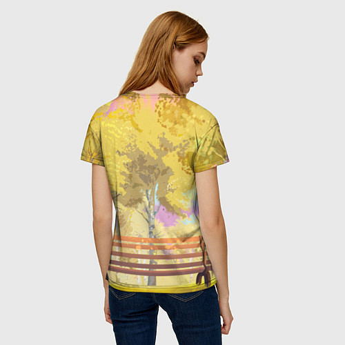 Женская футболка Девушка лисица в осеннем лесу / 3D-принт – фото 4
