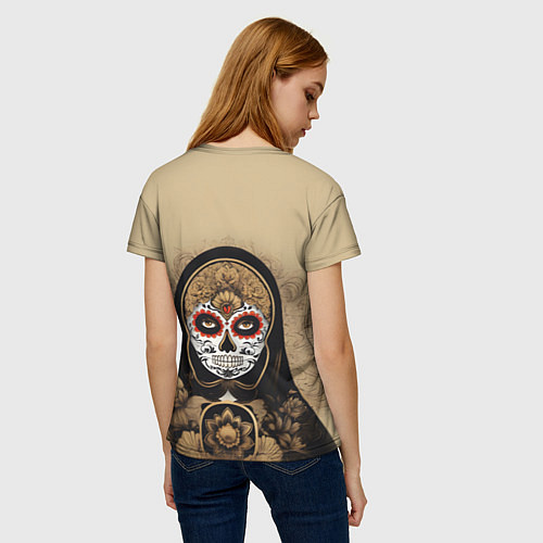 Женская футболка Матрешка сахарный череп на Хэллоуин / 3D-принт – фото 4
