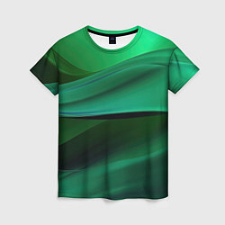 Футболка женская Зеленые абстрактные волны, цвет: 3D-принт