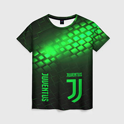 Женская футболка Juventus green logo neon