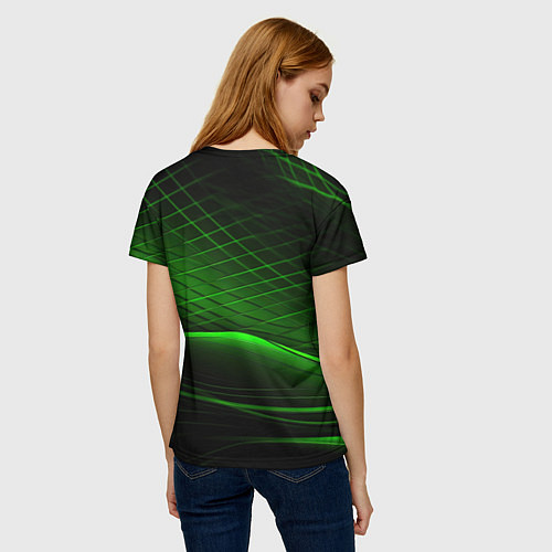 Женская футболка Green lines black backgrouns / 3D-принт – фото 4