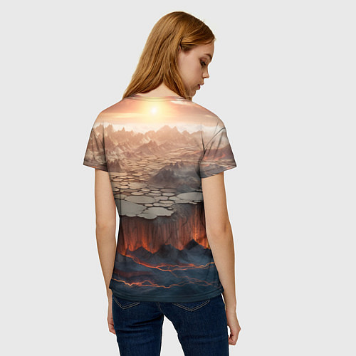 Женская футболка Разлом земли и лавовой поверхности / 3D-принт – фото 4