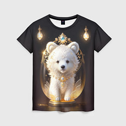 Женская футболка Белый медвежонок с фонариками