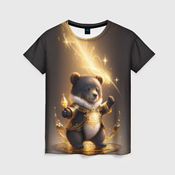 Женская футболка Бурый медвежонок с фонариком