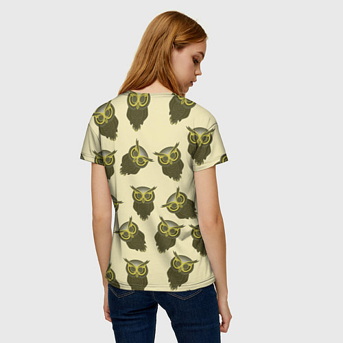 Женская футболка Сова птица паттерн / 3D-принт – фото 4