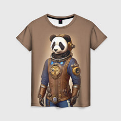 Женская футболка Крутой панда в стиле стимпанк - нейросеть