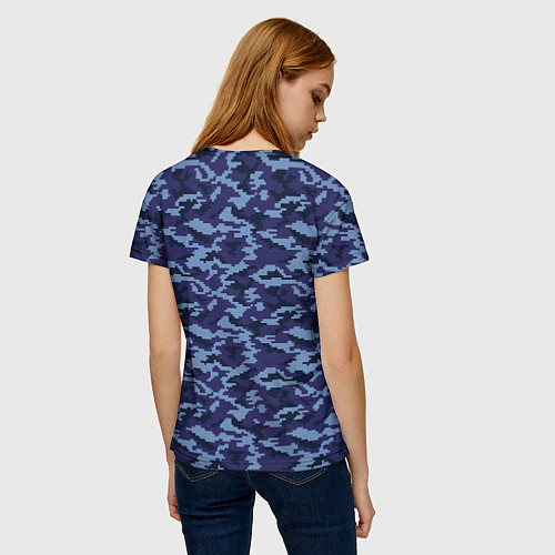 Женская футболка Камуфляж охрана синий / 3D-принт – фото 4