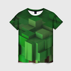 Женская футболка Зелёный блоковый паттерн
