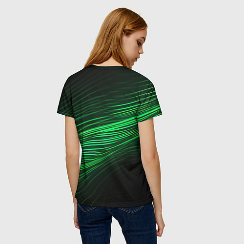 Женская футболка Green neon lines / 3D-принт – фото 4