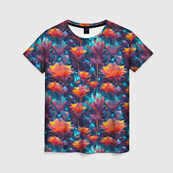 Женская футболка Футуристические цветы узор