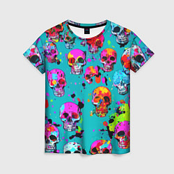 Женская футболка Паттерн из ярких черепов - поп-арт - мода
