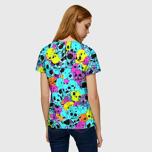 Женская футболка Паттерн из черепов - поп-арт - иллюзия / 3D-принт – фото 4
