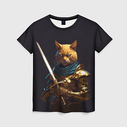 Женская футболка Рыцарский кот