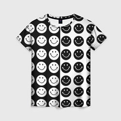 Футболка женская Smiley black and white, цвет: 3D-принт