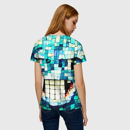 Женская футболка Смайлик из бирюзовой мазайке / 3D-принт – фото 4