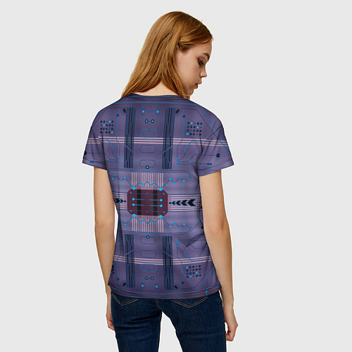 Женская футболка Технический фиолетовый паттерн / 3D-принт – фото 4